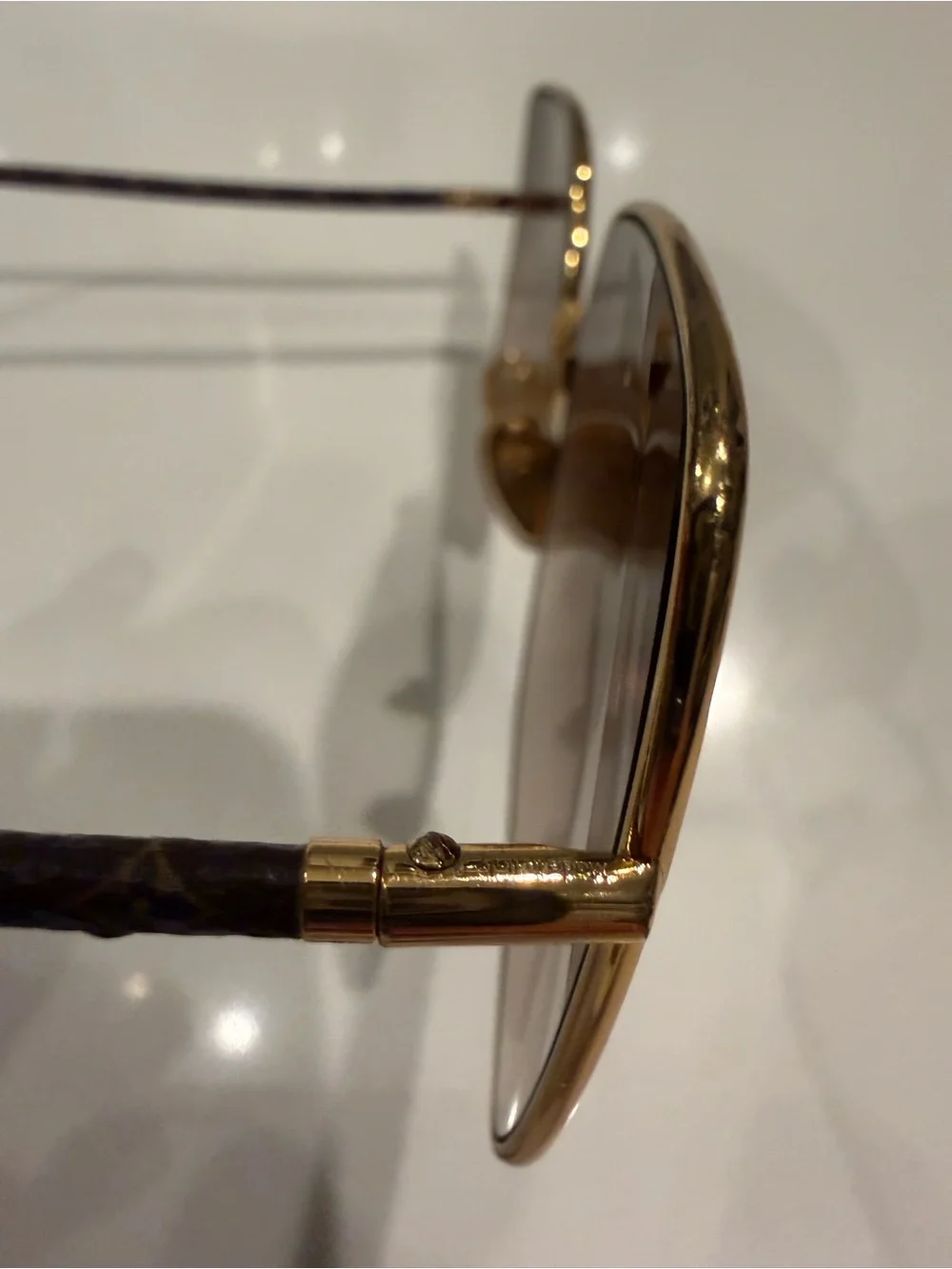 Louis Vuitton Gold Frame Brown Gradient Lens Oversized Sunglasses